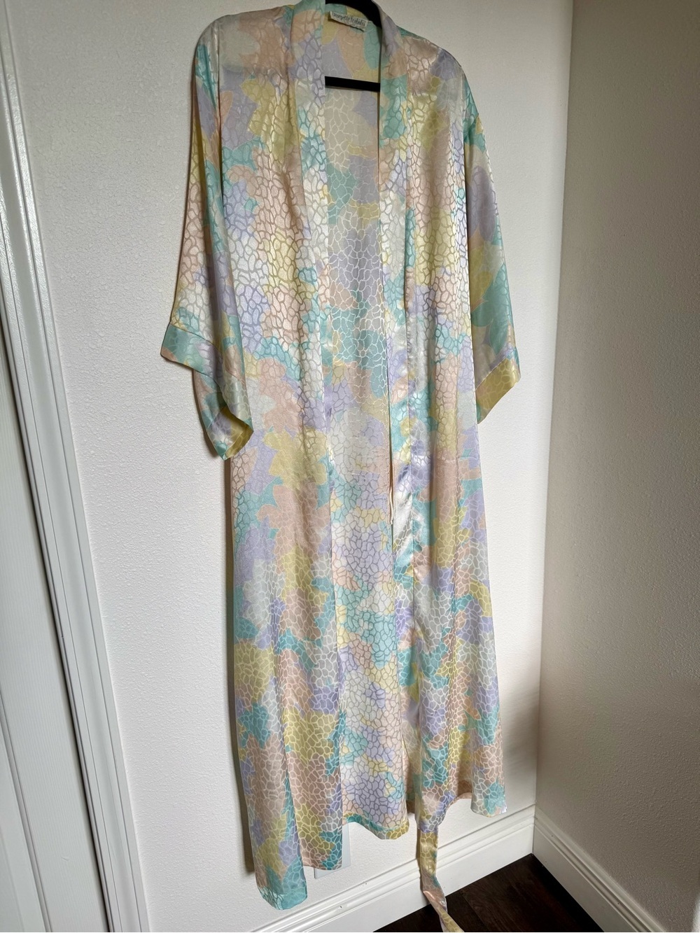 Vintage Georgette Trabolsi Maxi Slip Robe Set Coquette Cottagecore L - Picture 12 of 16